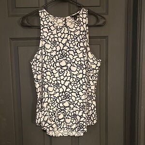 Ann Taylor Black and White Floral Tank Top